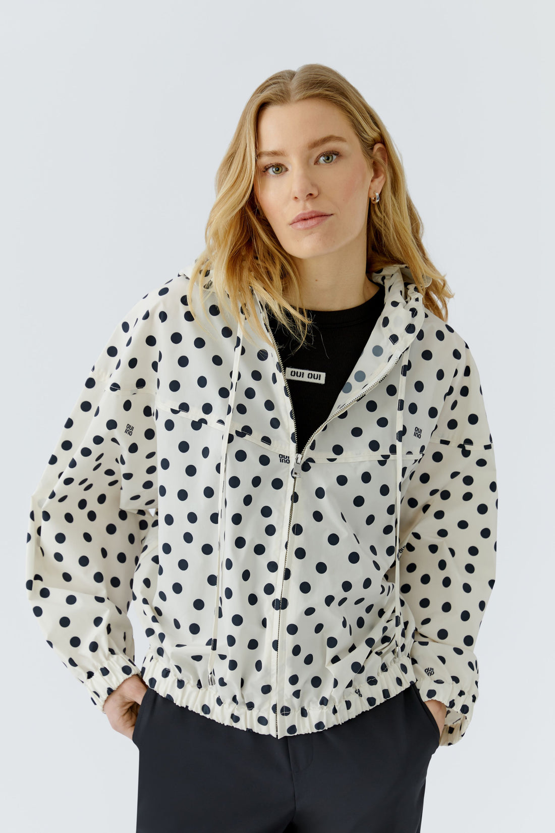 Oui Polka Dot Raincoat Jacket