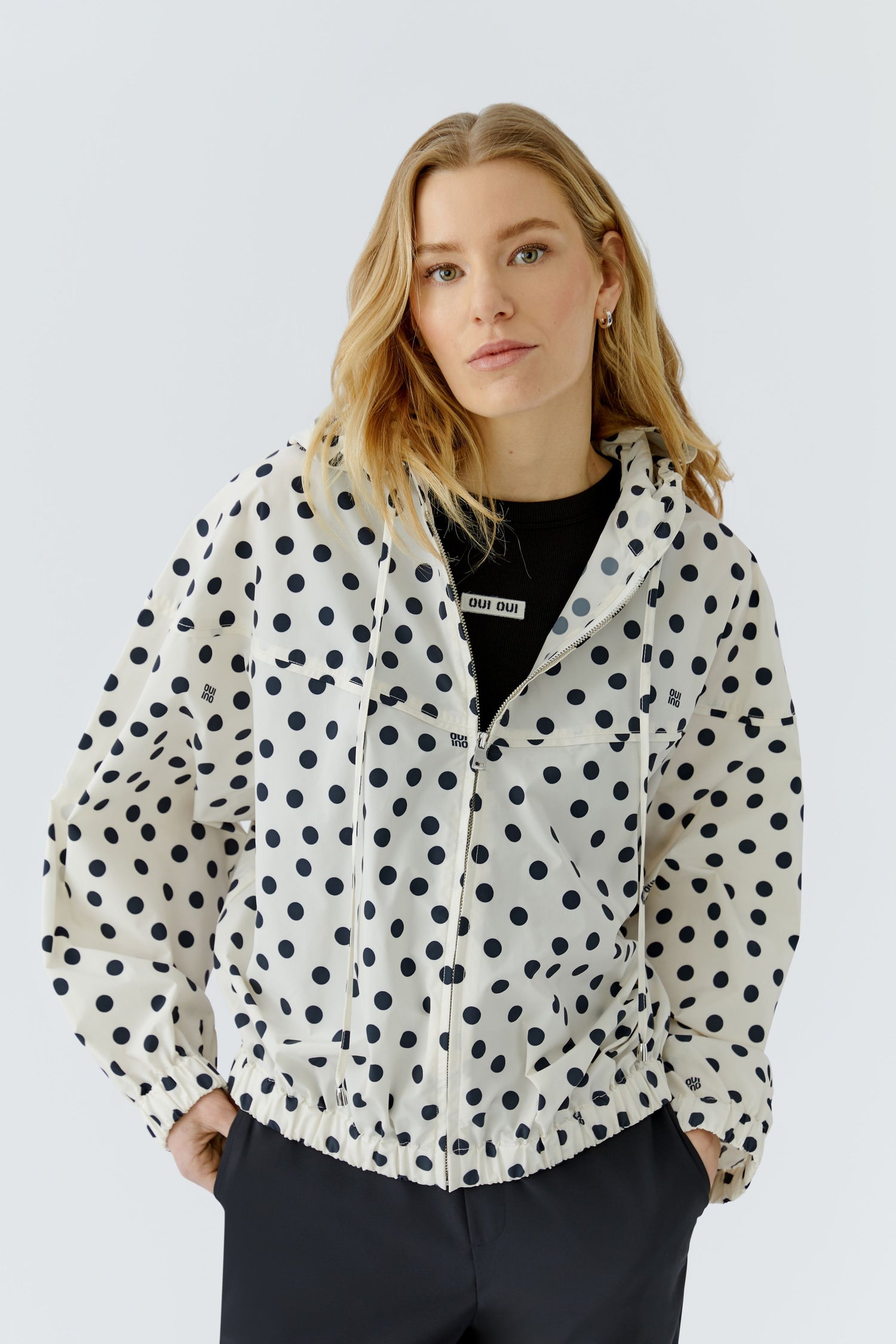Oui Polka Dot Raincoat Jacket