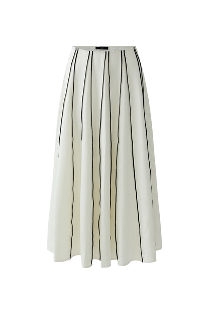 Oui Cream and Black A-Line Godet Skirt