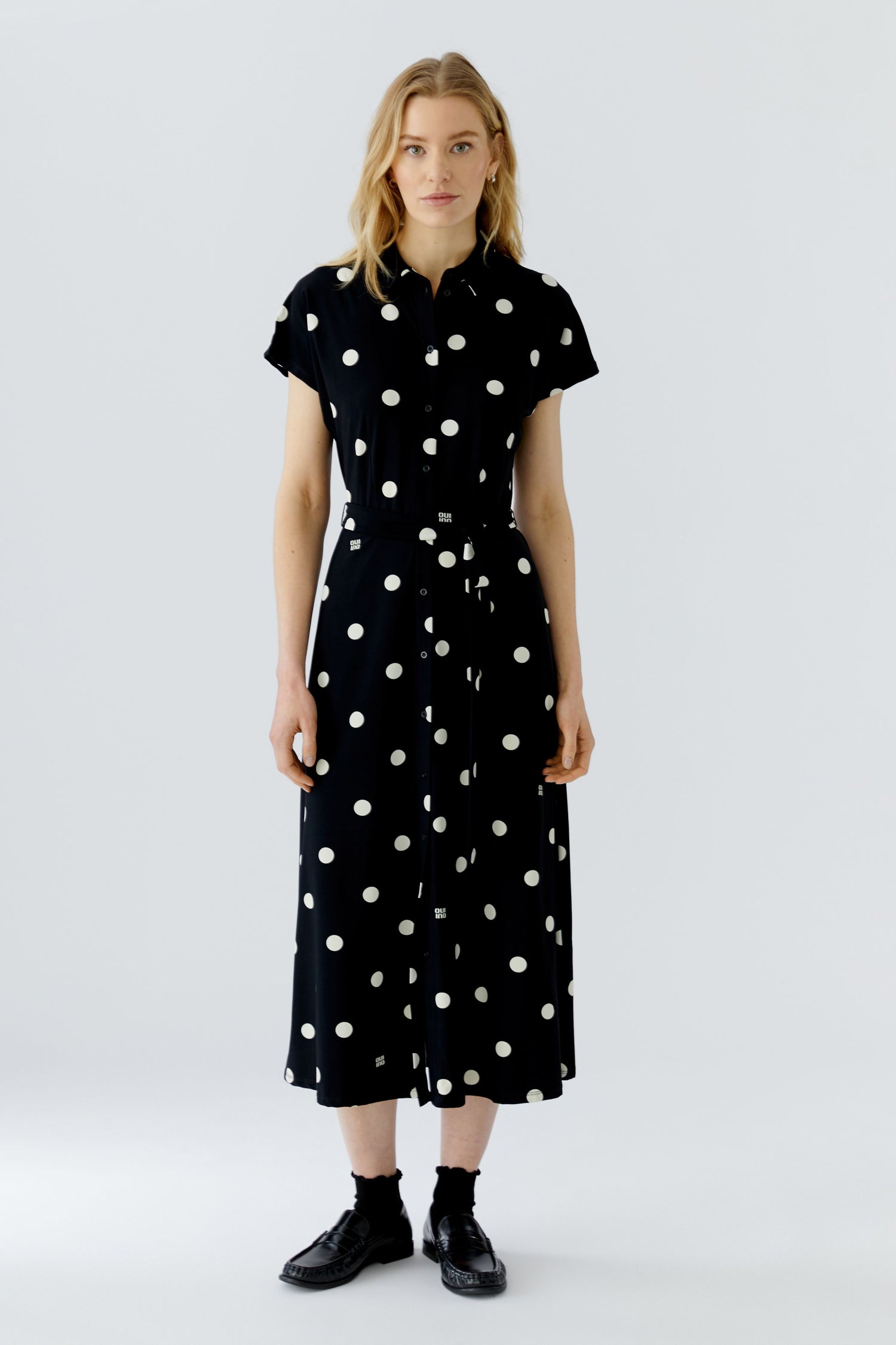 Oui Black Polka Dot Dress