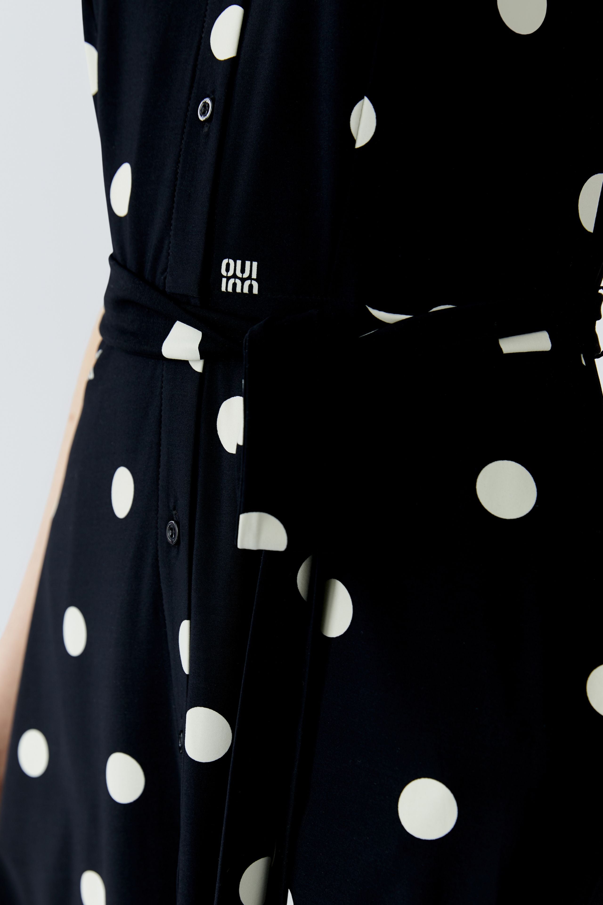 Oui Black Polka Dot Dress