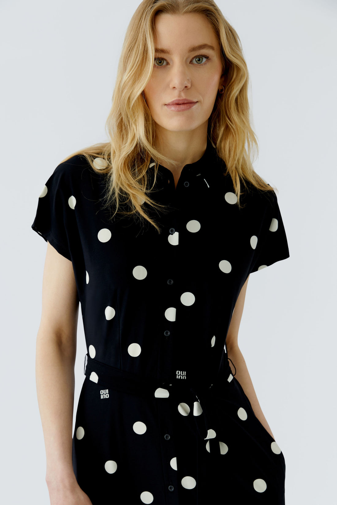 Oui Black Polka Dot Dress