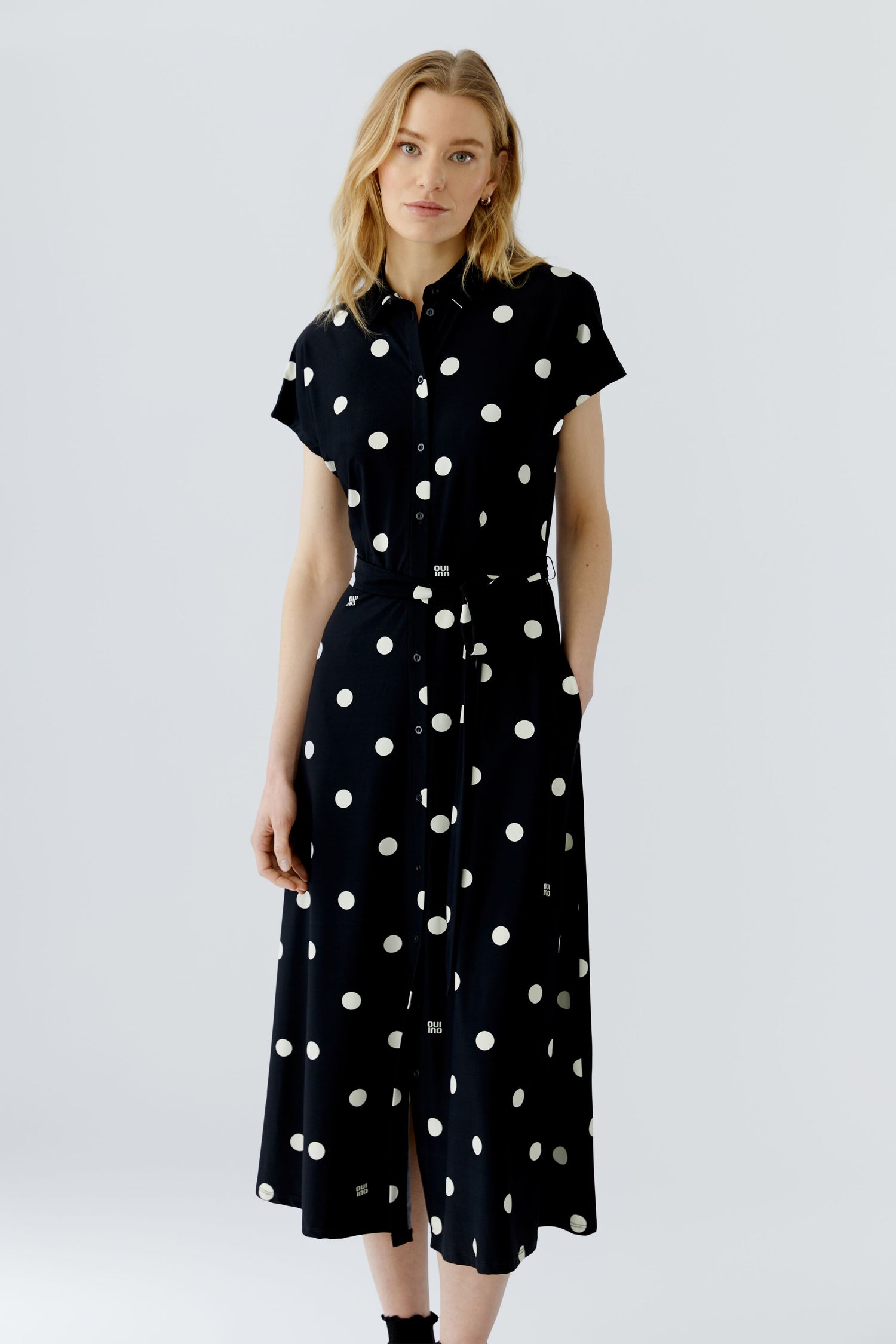 Oui Black Polka Dot Dress
