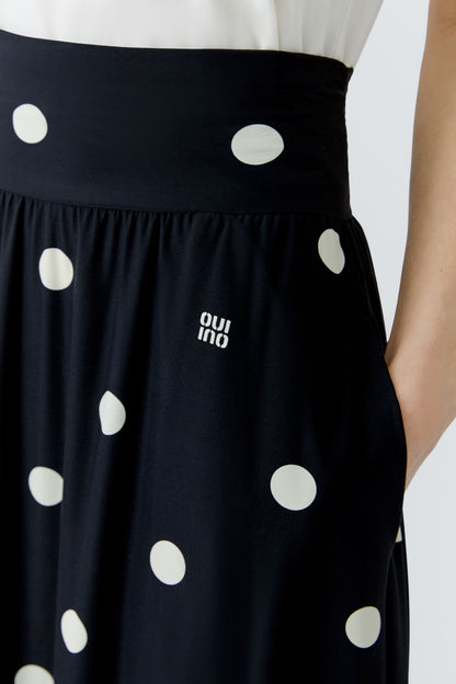 Oui Black and White Polka Dot Skirt