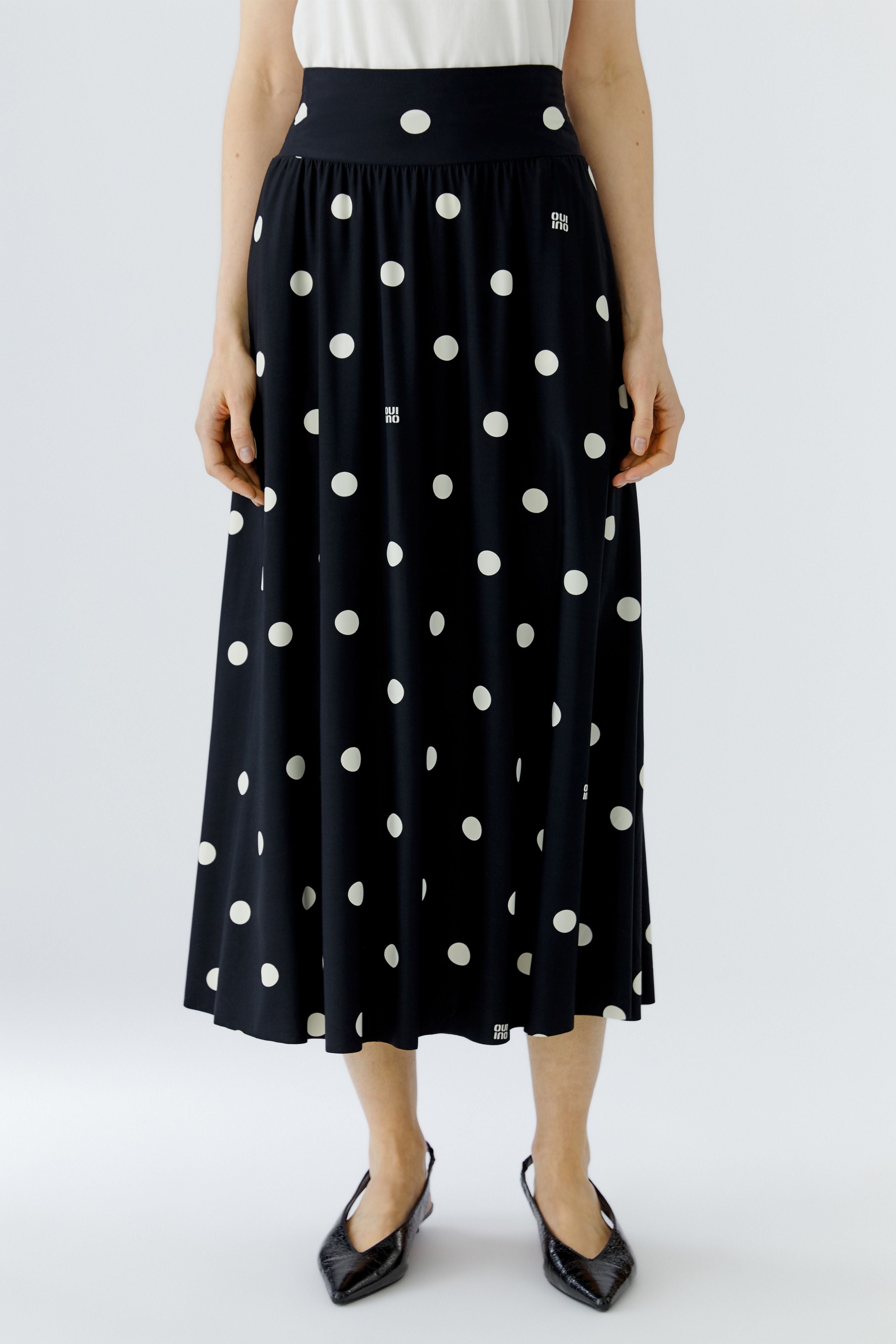 Oui Black and White Polka Dot Skirt