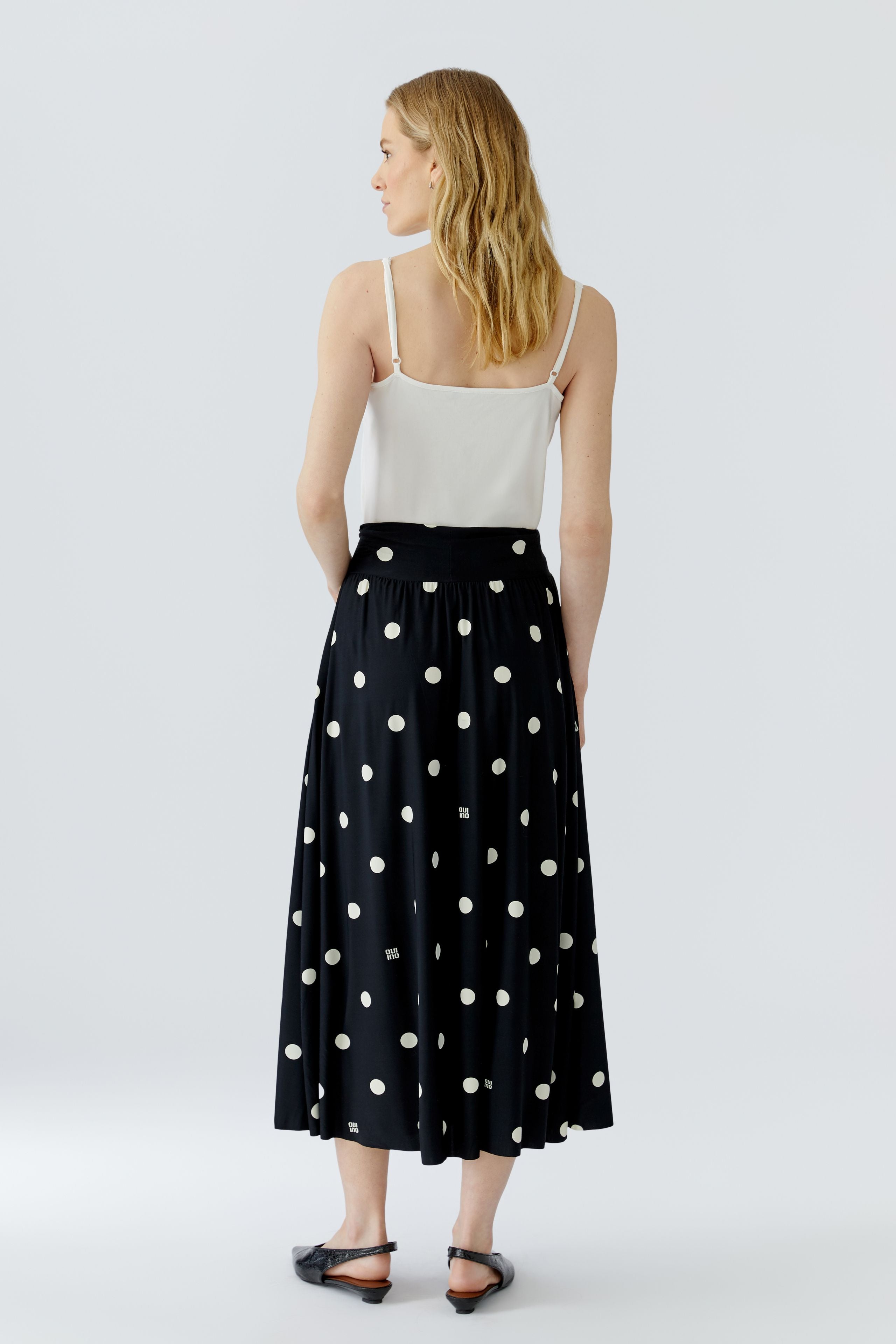 Oui Black and White Polka Dot Skirt