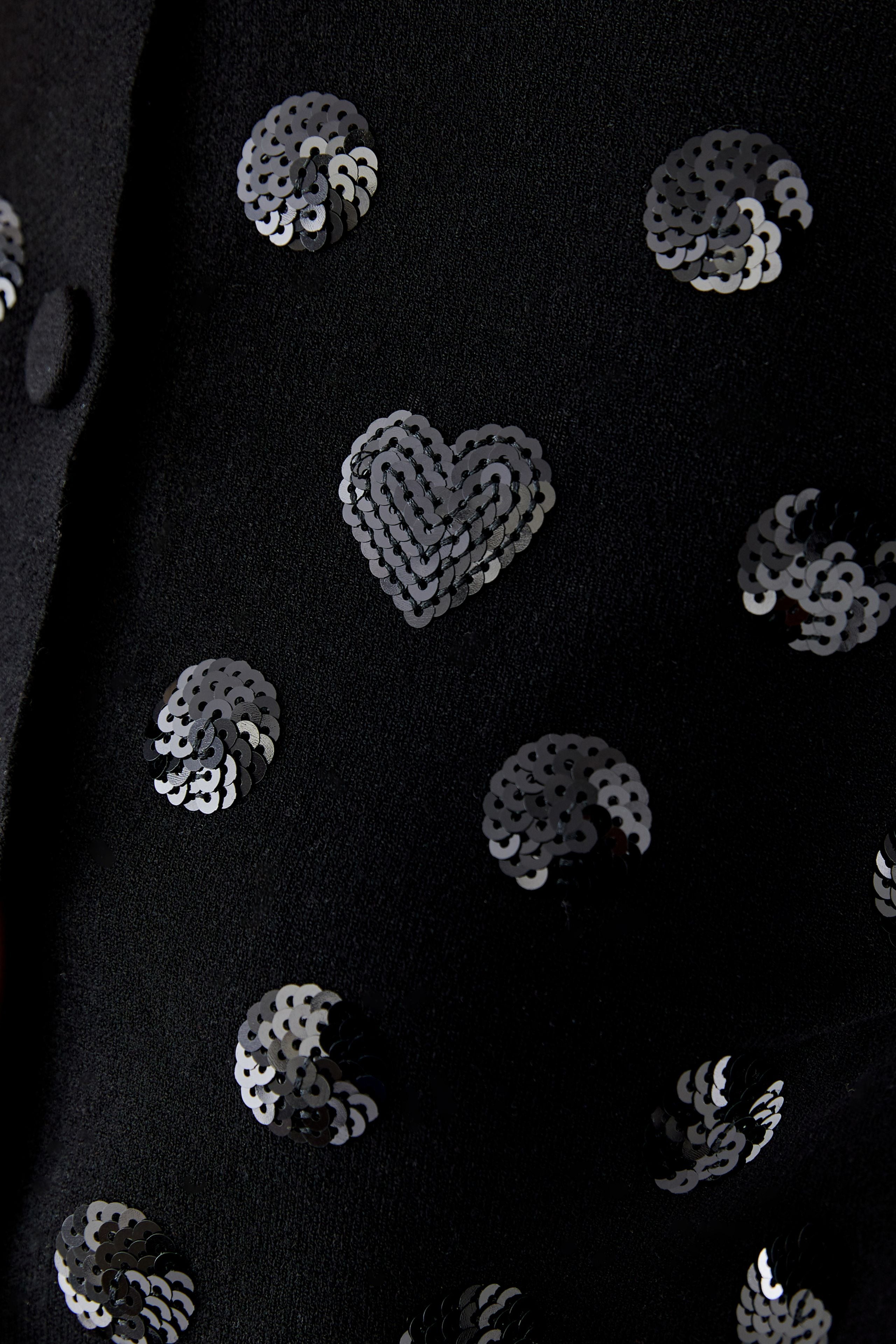 Oui Black Sequin Polka Dot Cardigan