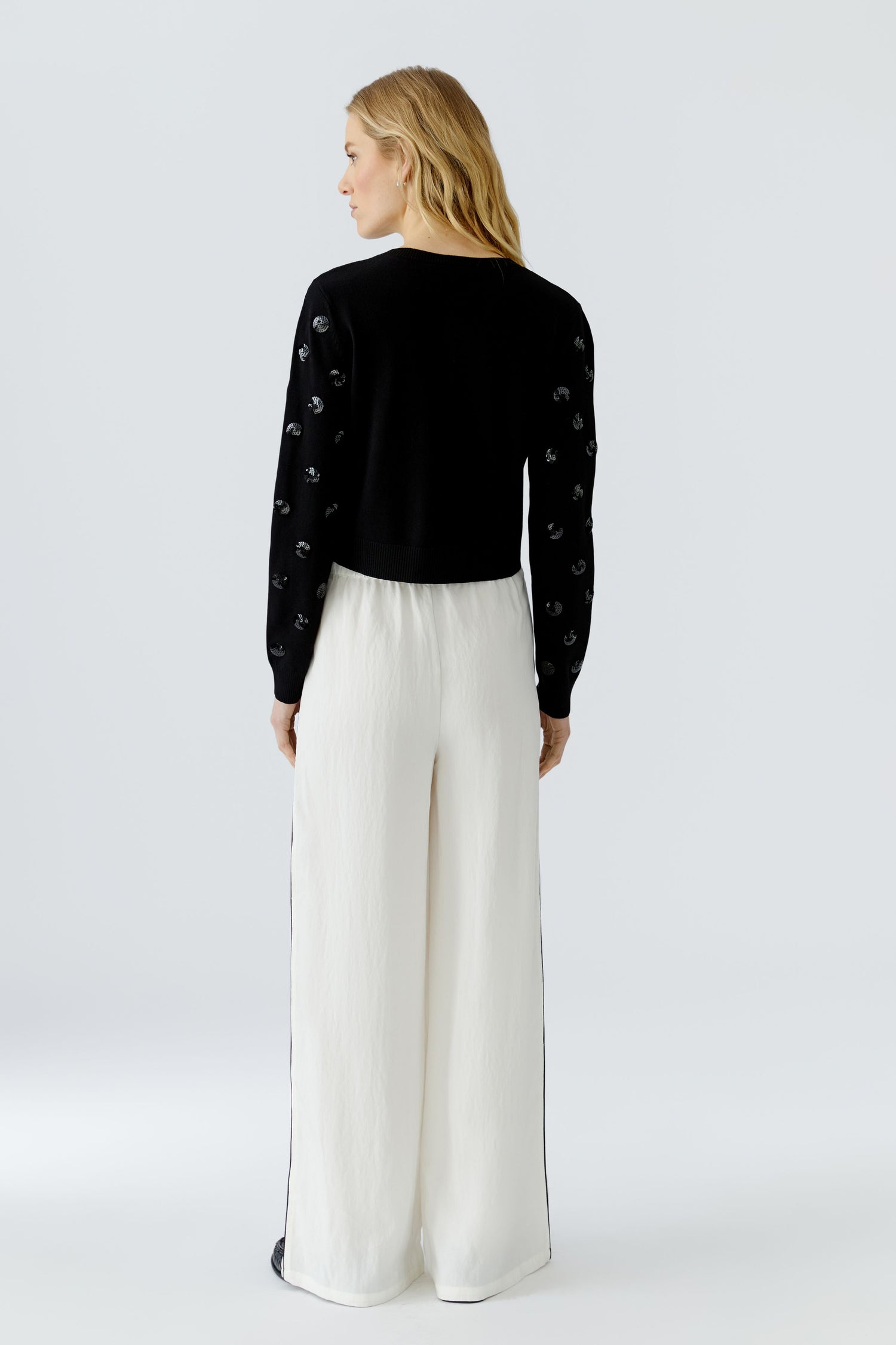 Oui Black Sequin Polka Dot Cardigan