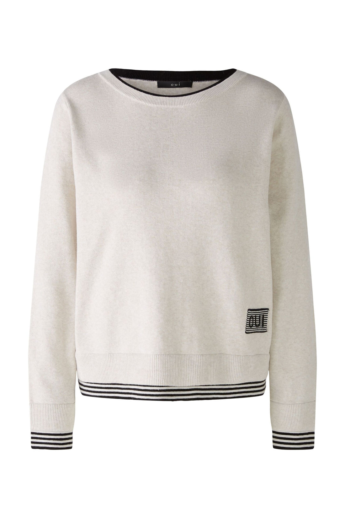 Oui - Cream and Black Jumper