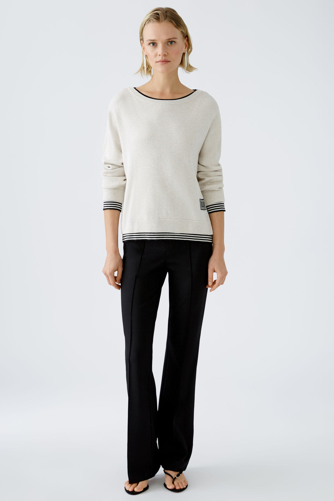 Oui - Cream and Black Jumper