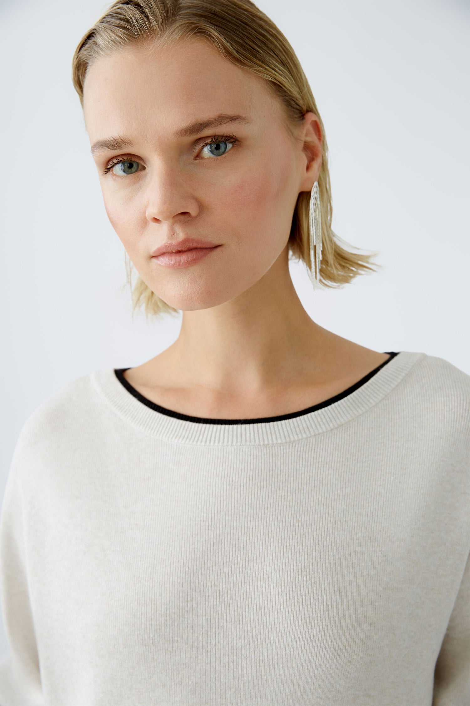 Oui - Cream and Black Jumper