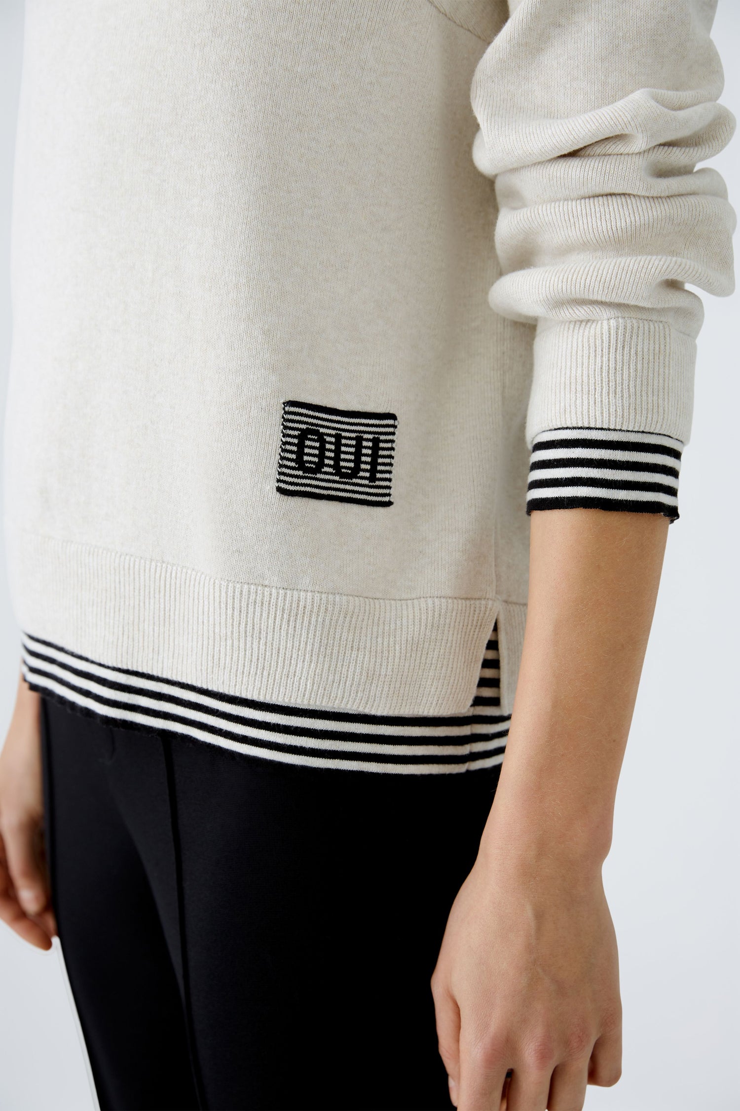 Oui - Cream and Black Jumper