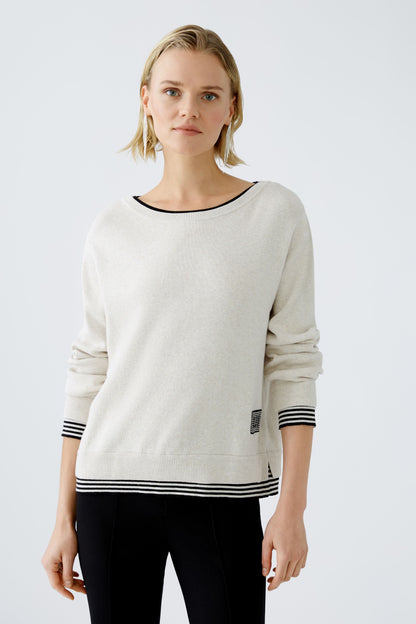 Oui - Cream and Black Jumper
