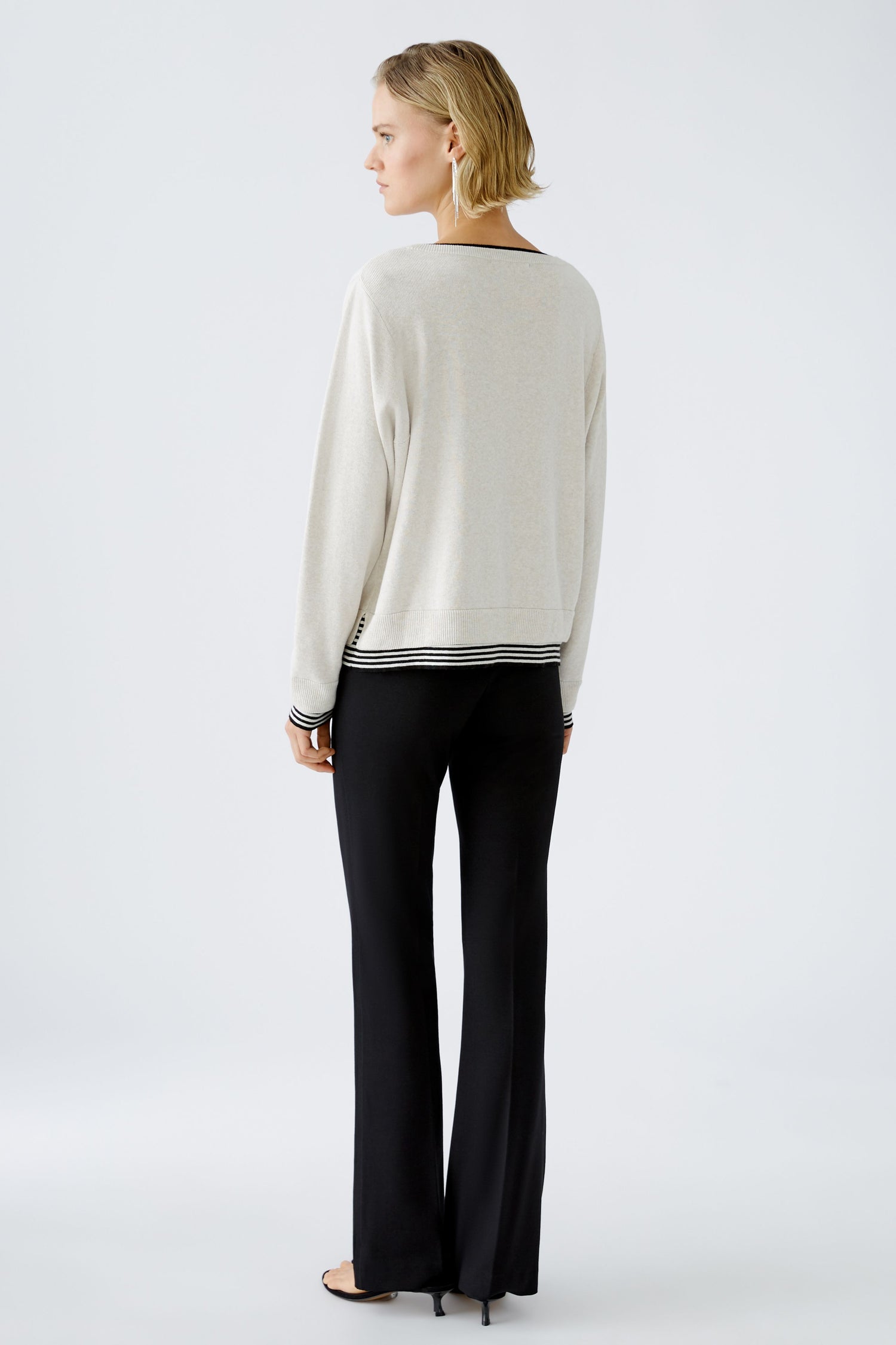 Oui - Cream and Black Jumper