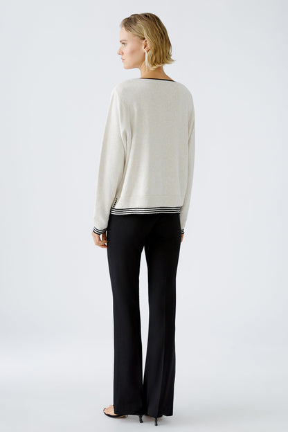 Oui - Cream and Black Jumper