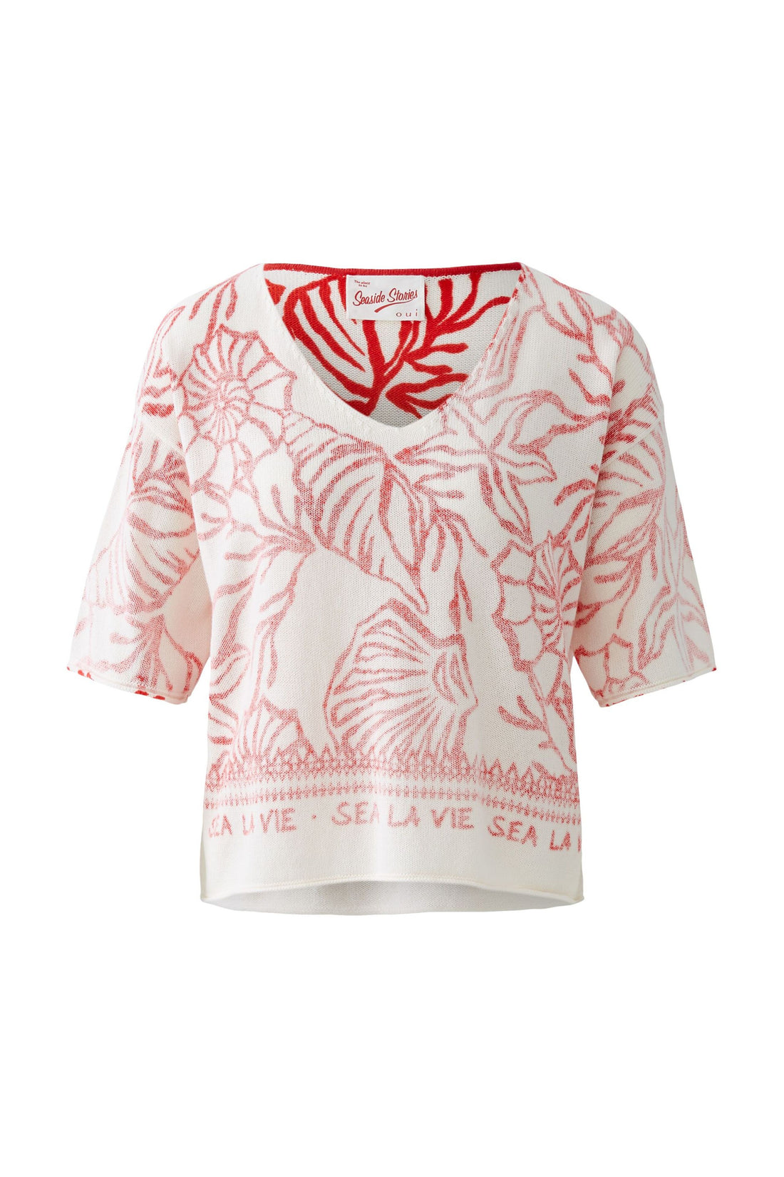 Oui - Red and White Knit Pullover