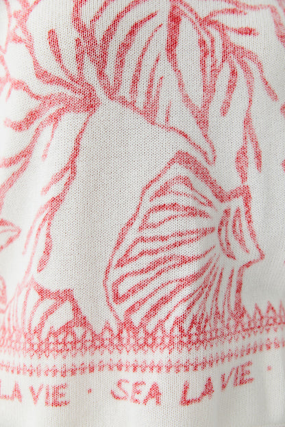 Oui - Red and White Knit Pullover