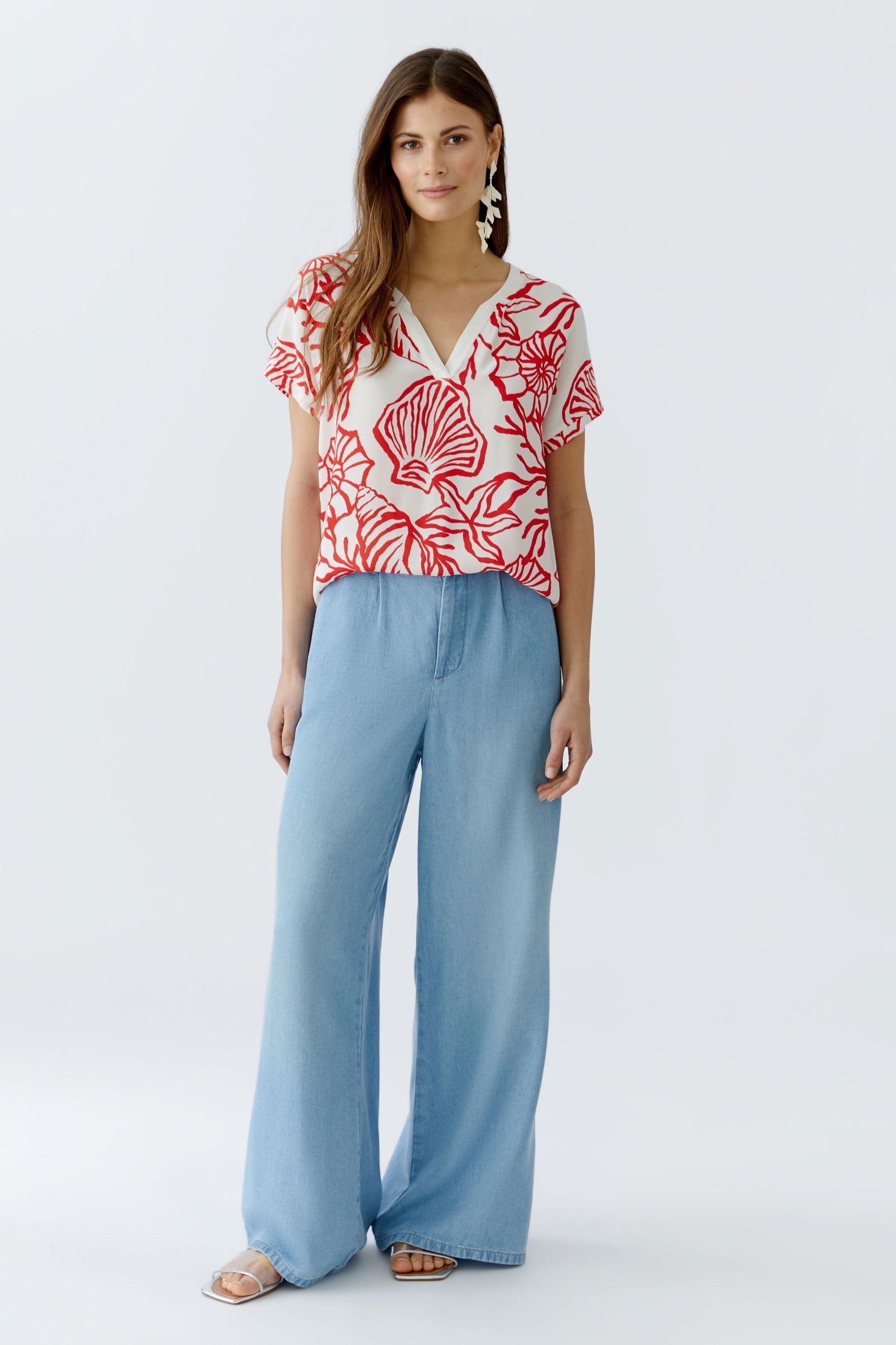 Oui - Seaside Stories Red and White Top