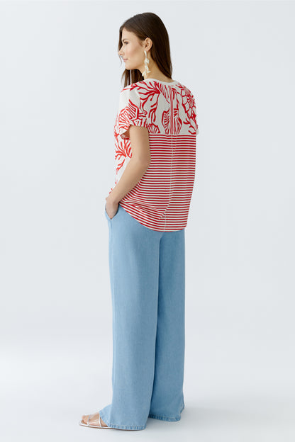 Oui - Seaside Stories Red and White Top