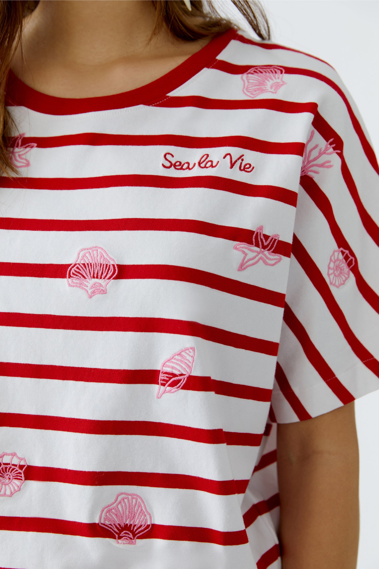 Oui - Red and White T-Shirt