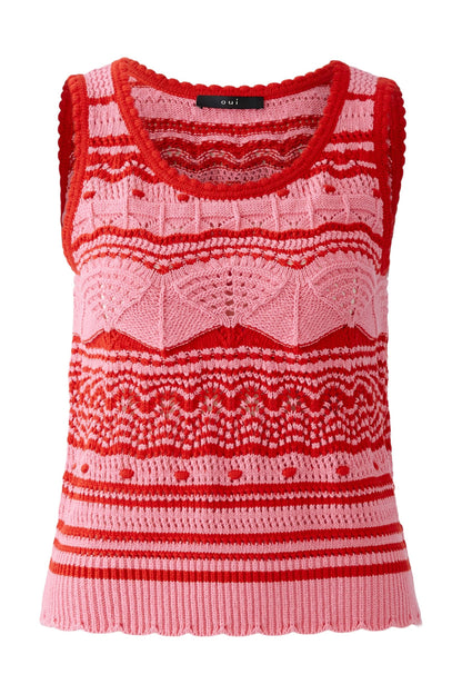 Oui  - Red and Pink Rose Knitted top