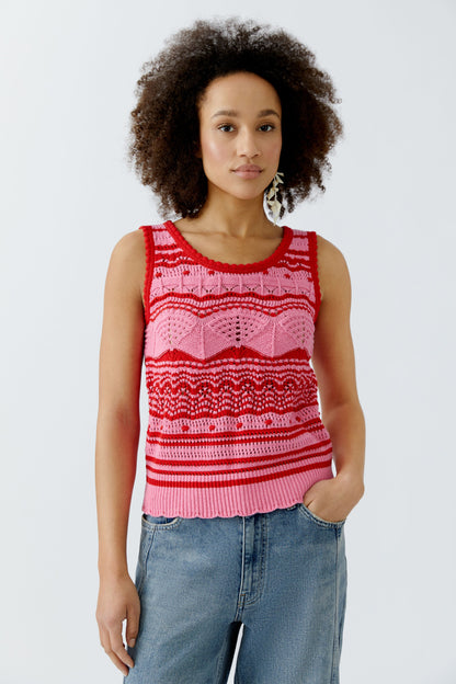 Oui  - Red and Pink Rose Knitted top