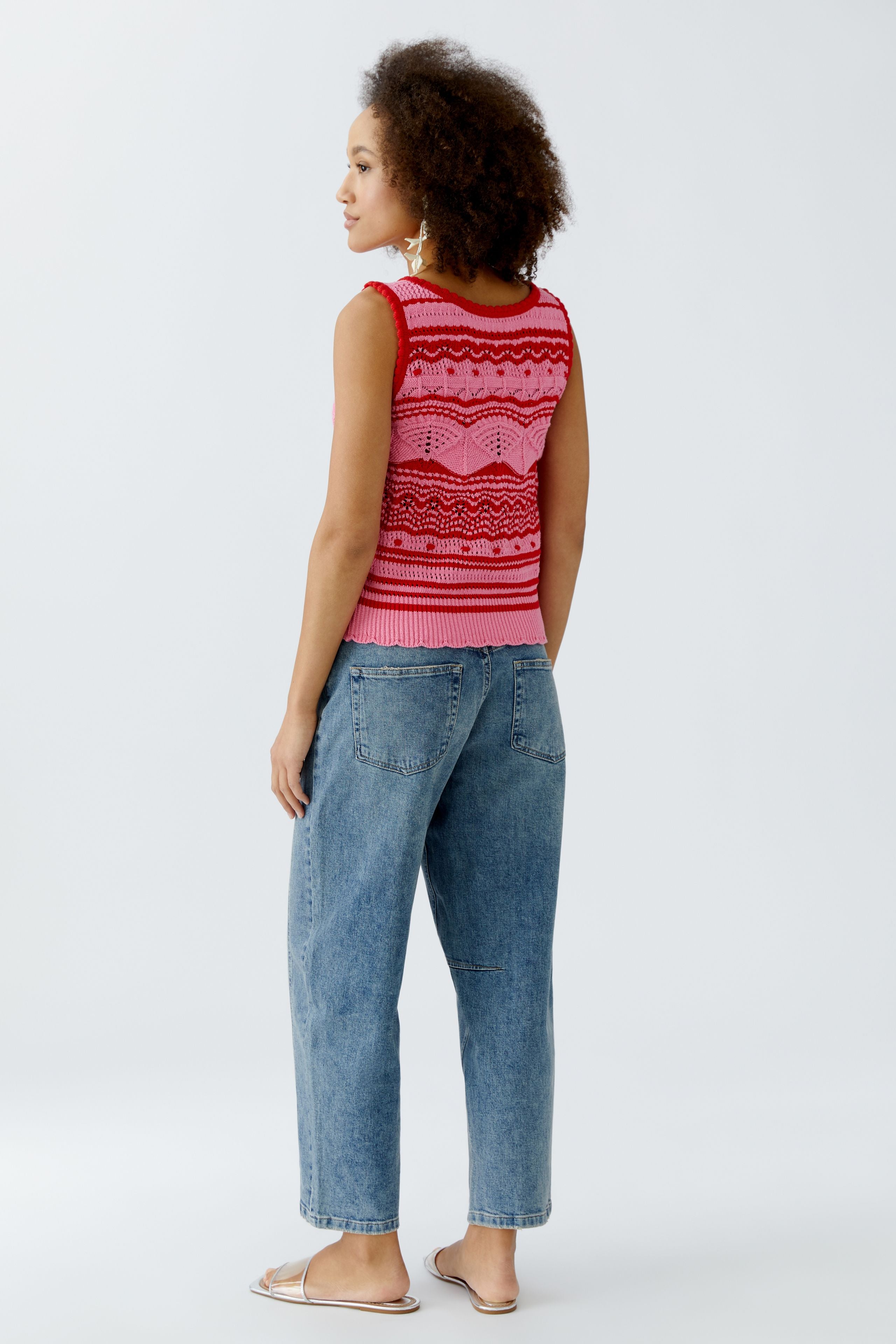 Oui  - Red and Pink Rose Knitted top