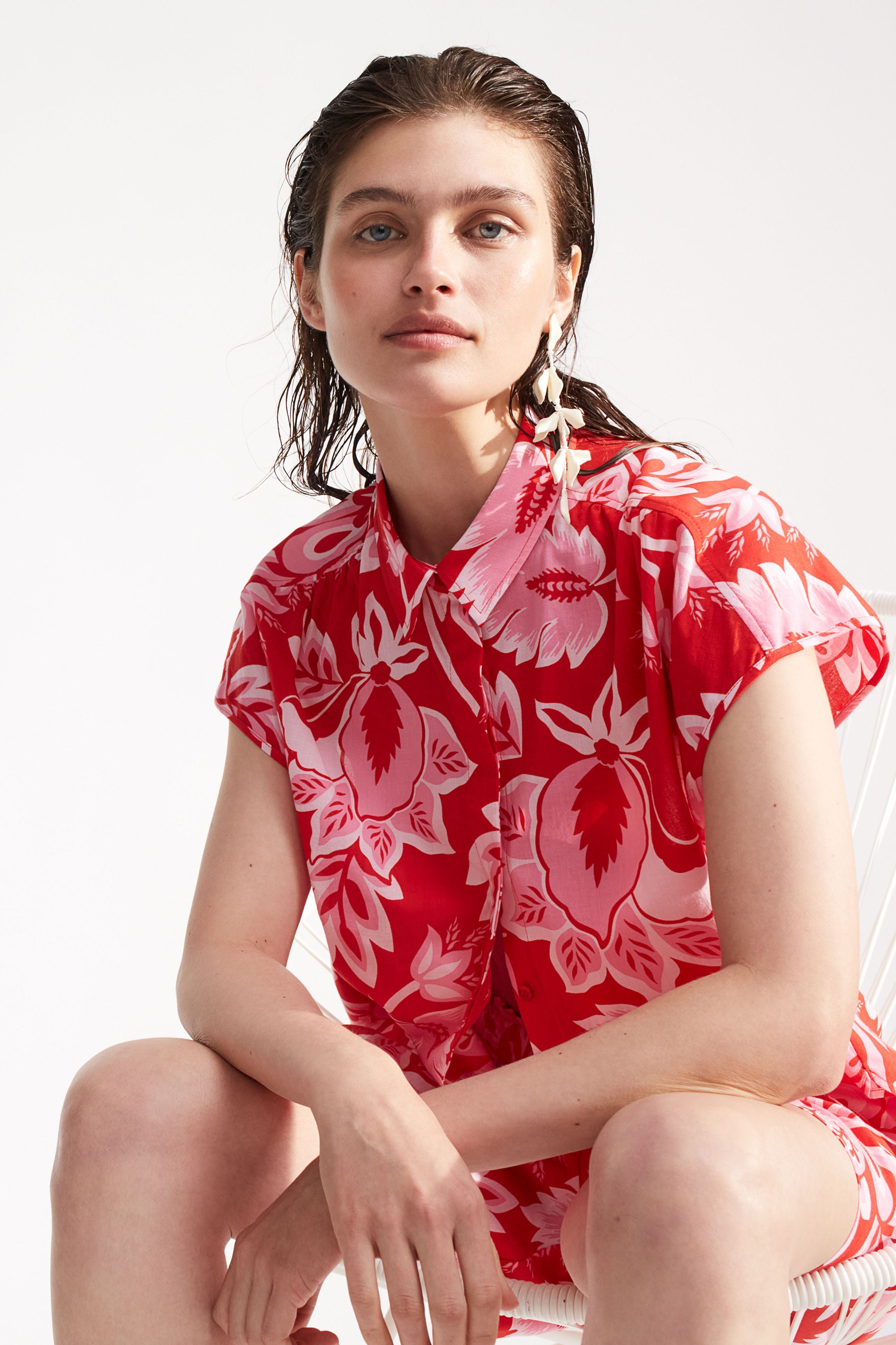 Oui - Red Rose Shorts