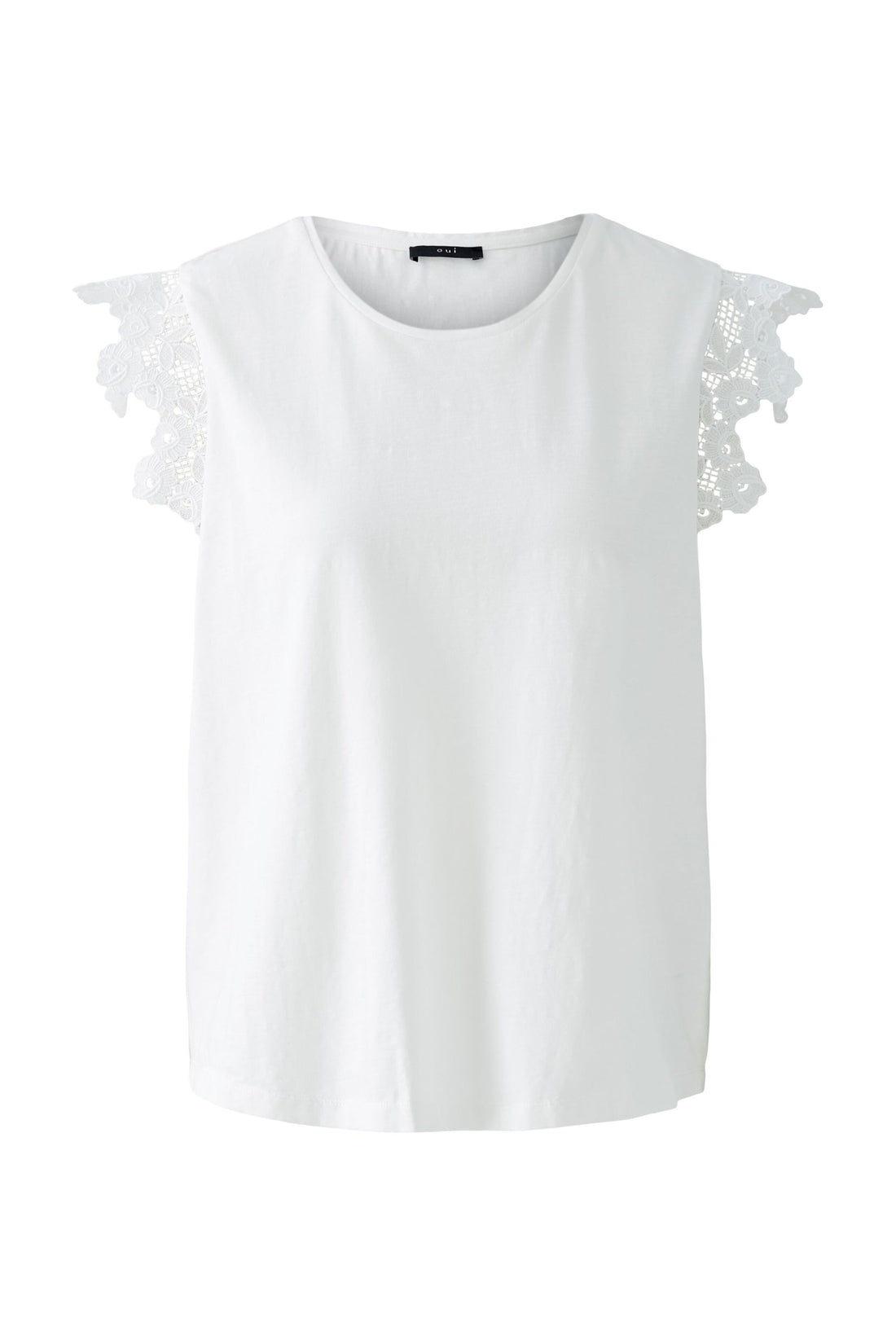 Oui- Cotton Tee with Lace Sleeve