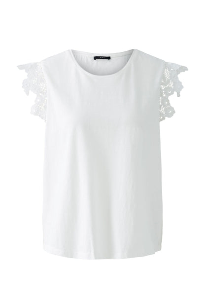 Oui- Cotton Tee with Lace Sleeve