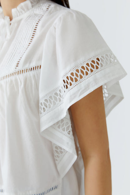 Oui White Lace Blouse