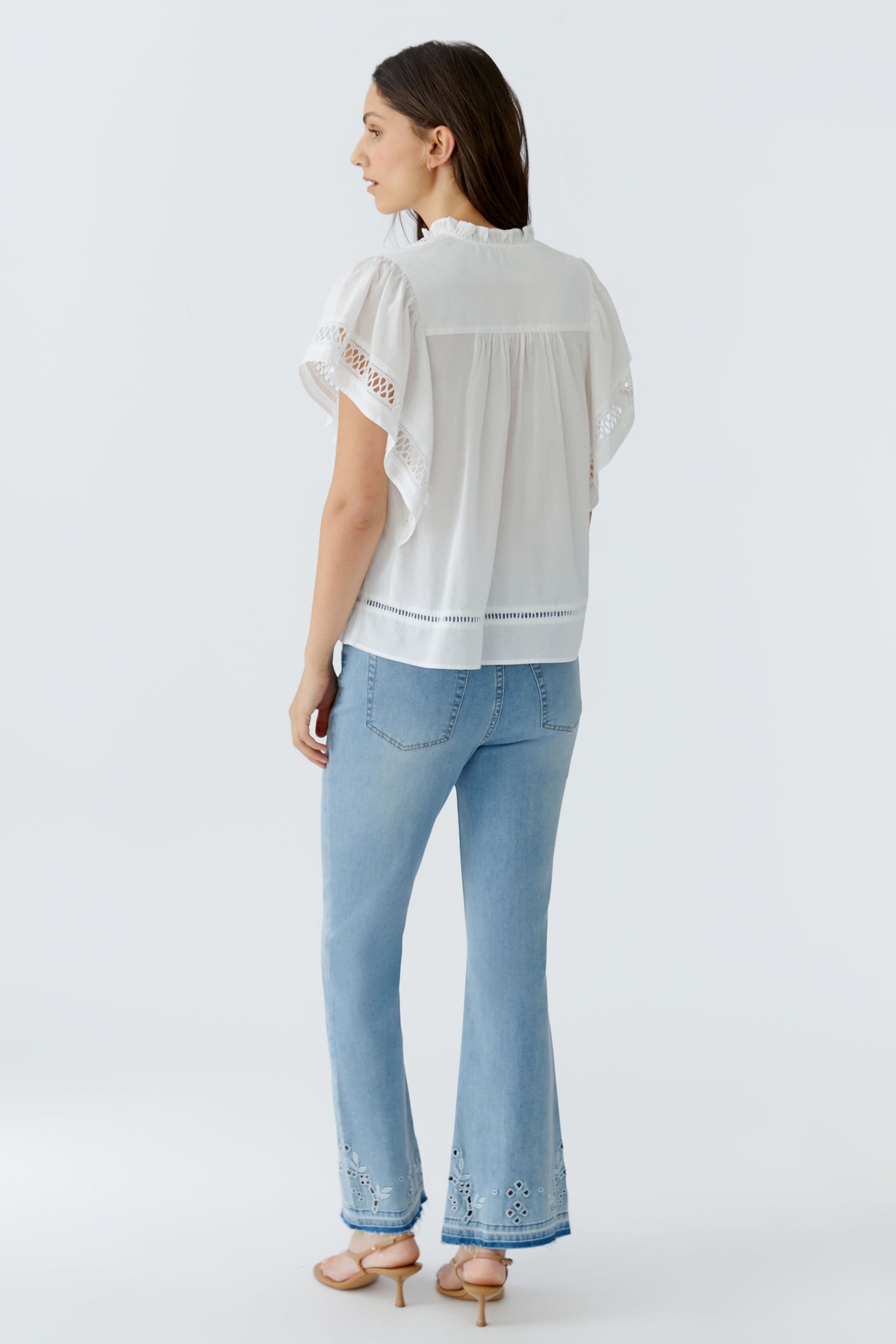 Oui White Lace Blouse