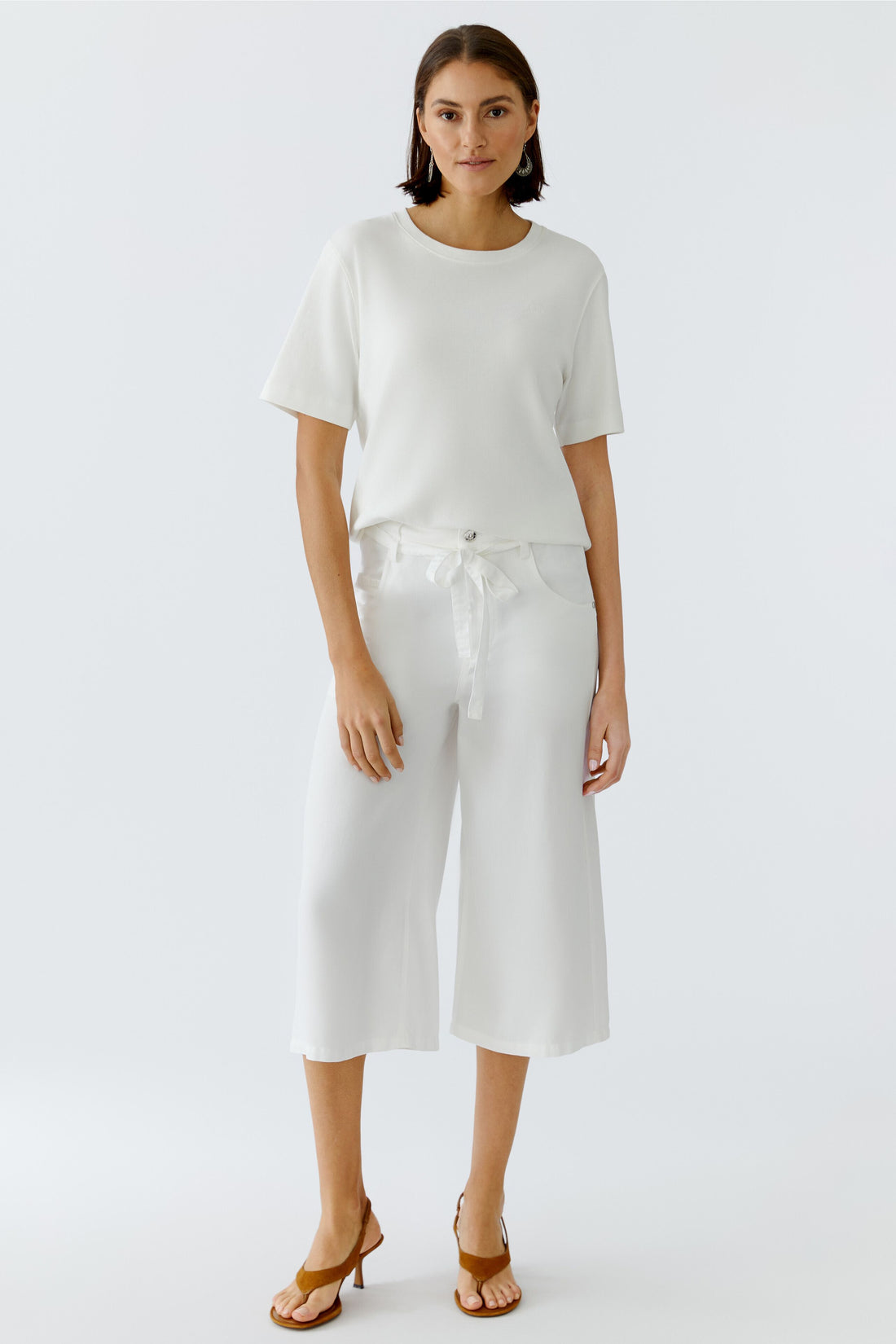 Oui Bermuda White Denim Shorts