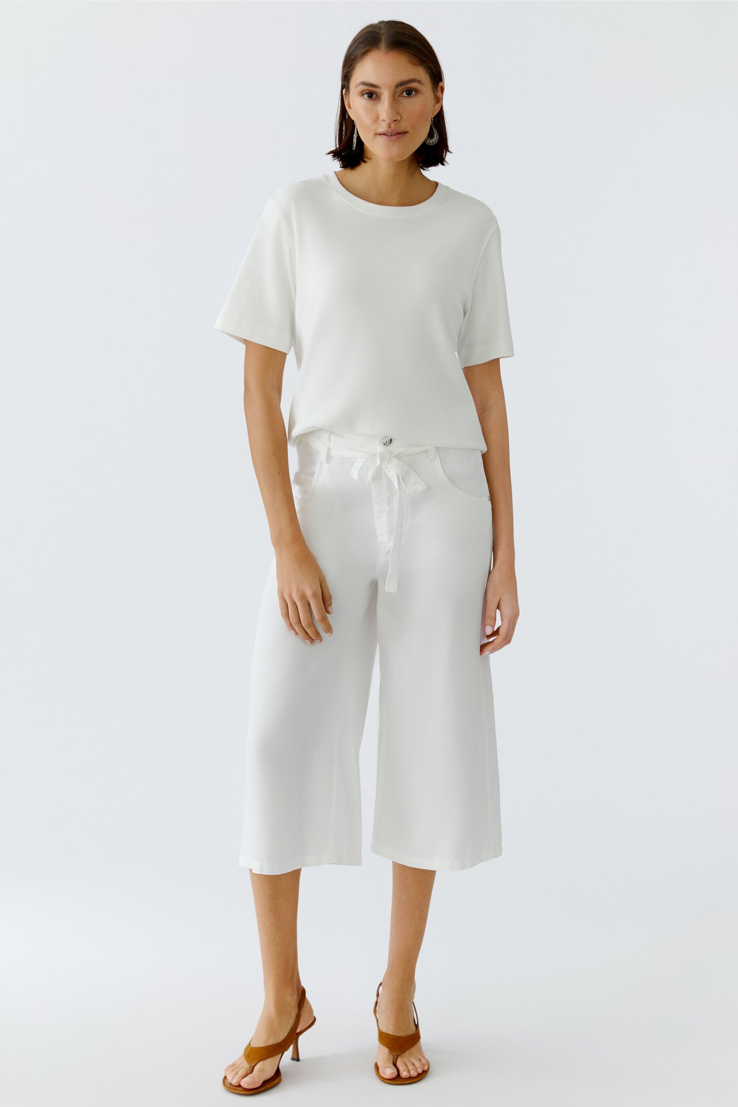 Oui Bermuda White Denim Shorts