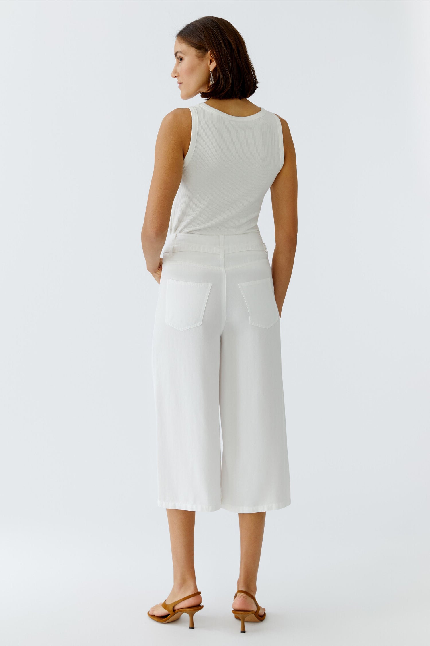 Oui Bermuda White Denim Shorts