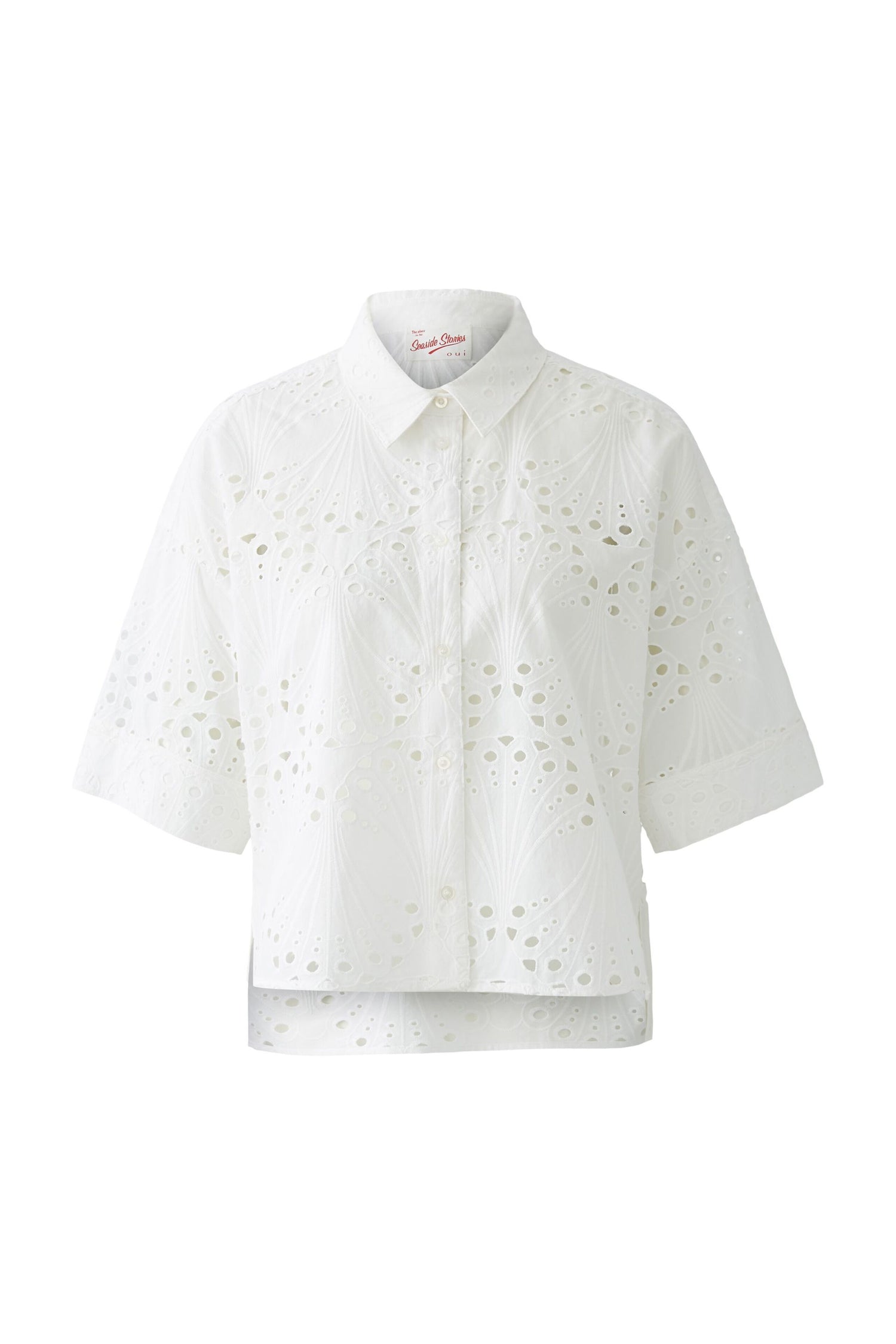 Oui- Crop cotton lace shirt