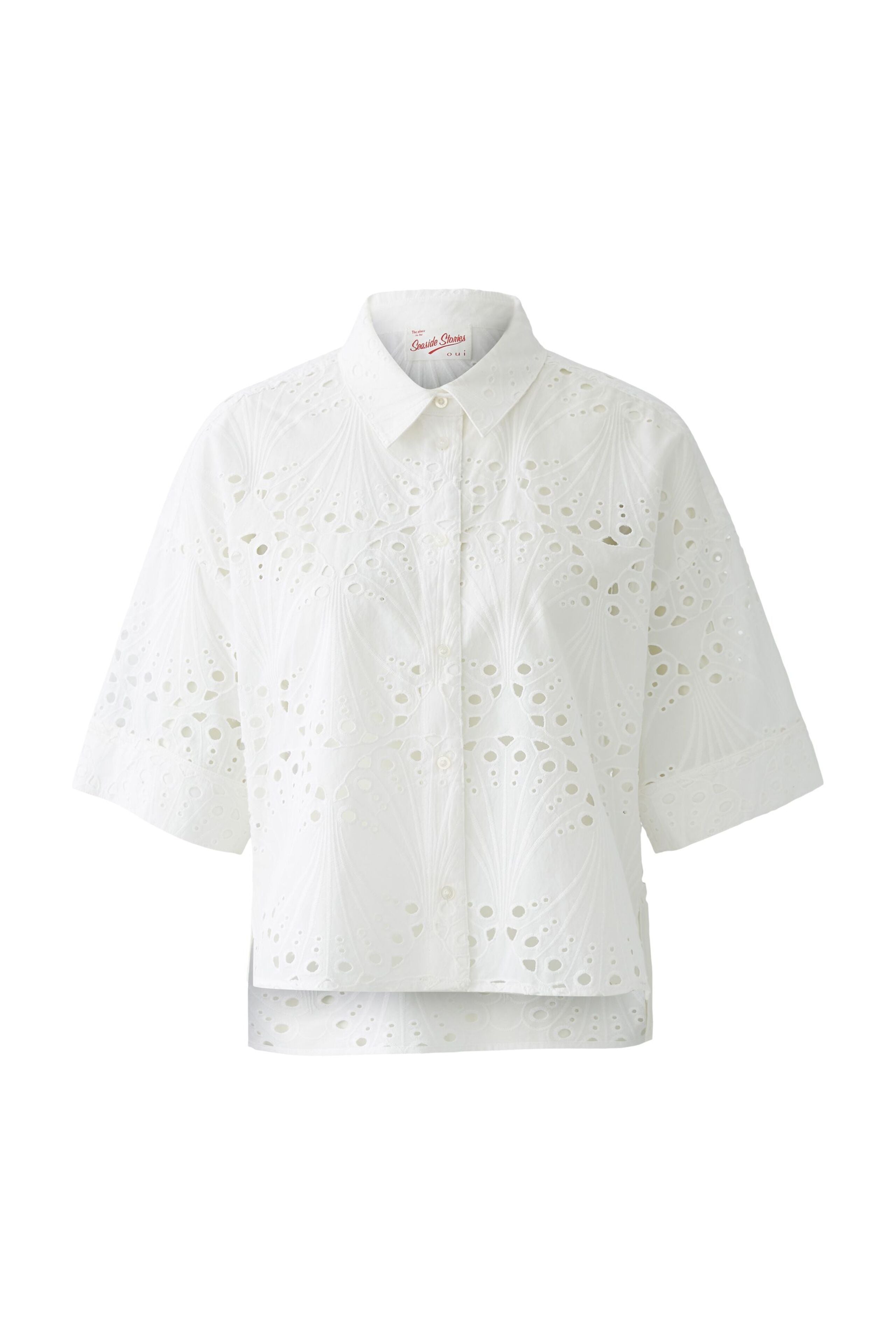 Oui- Crop cotton lace shirt