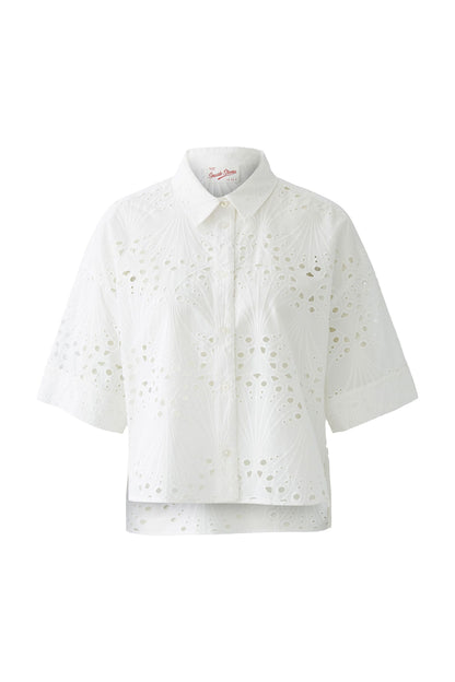 Oui- Crop cotton lace shirt