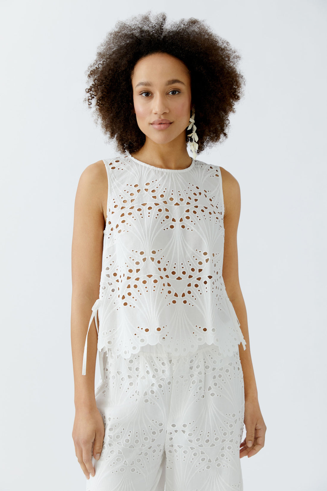 Oui- Cotton lace top with side ties