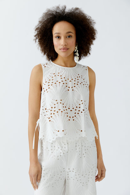 Oui- Cotton lace top with side ties