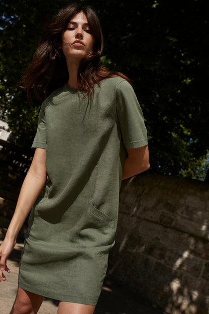 Oui - Olive Linen Dress