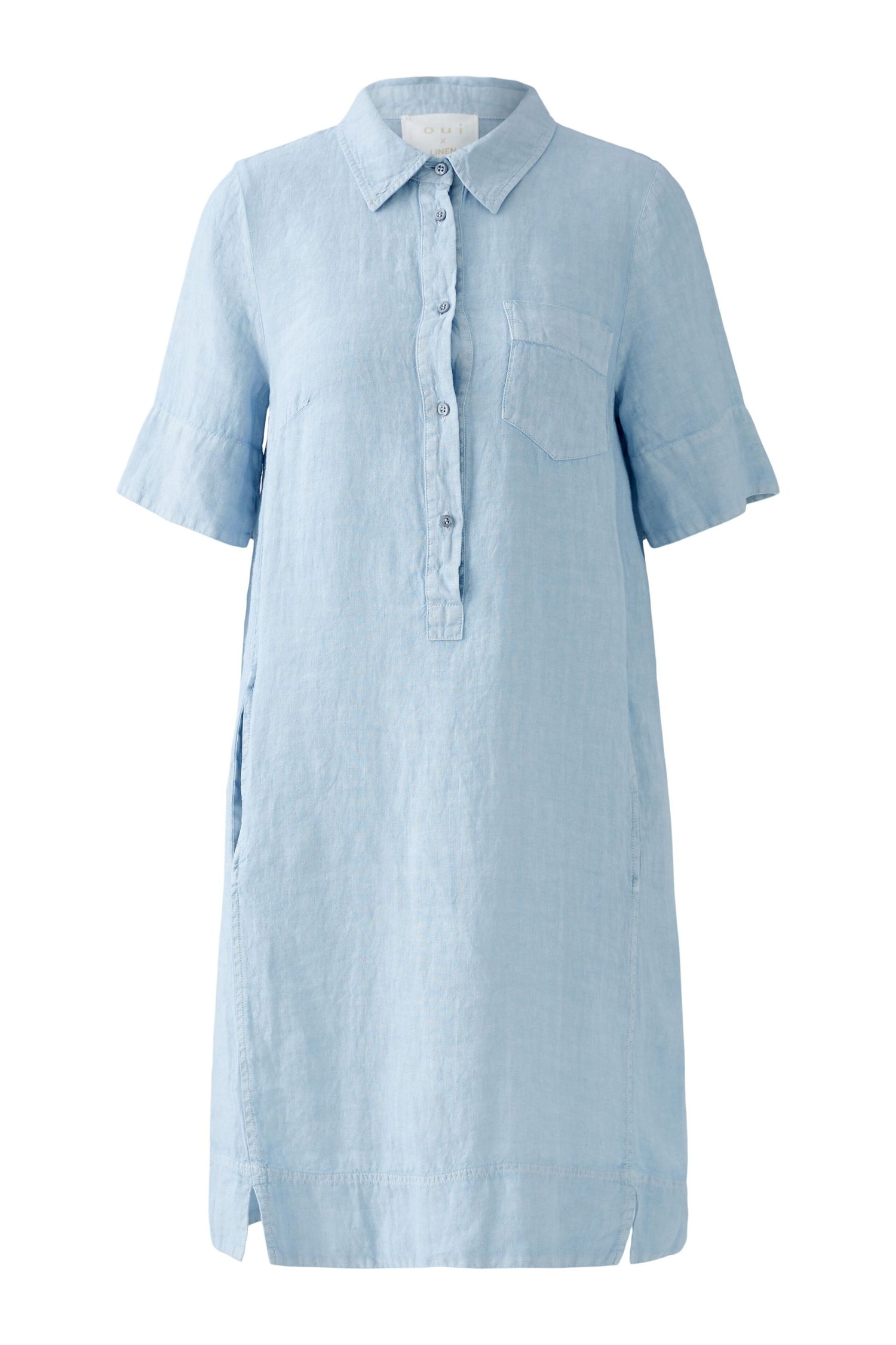 Oui- Powder Blue Linen Dress