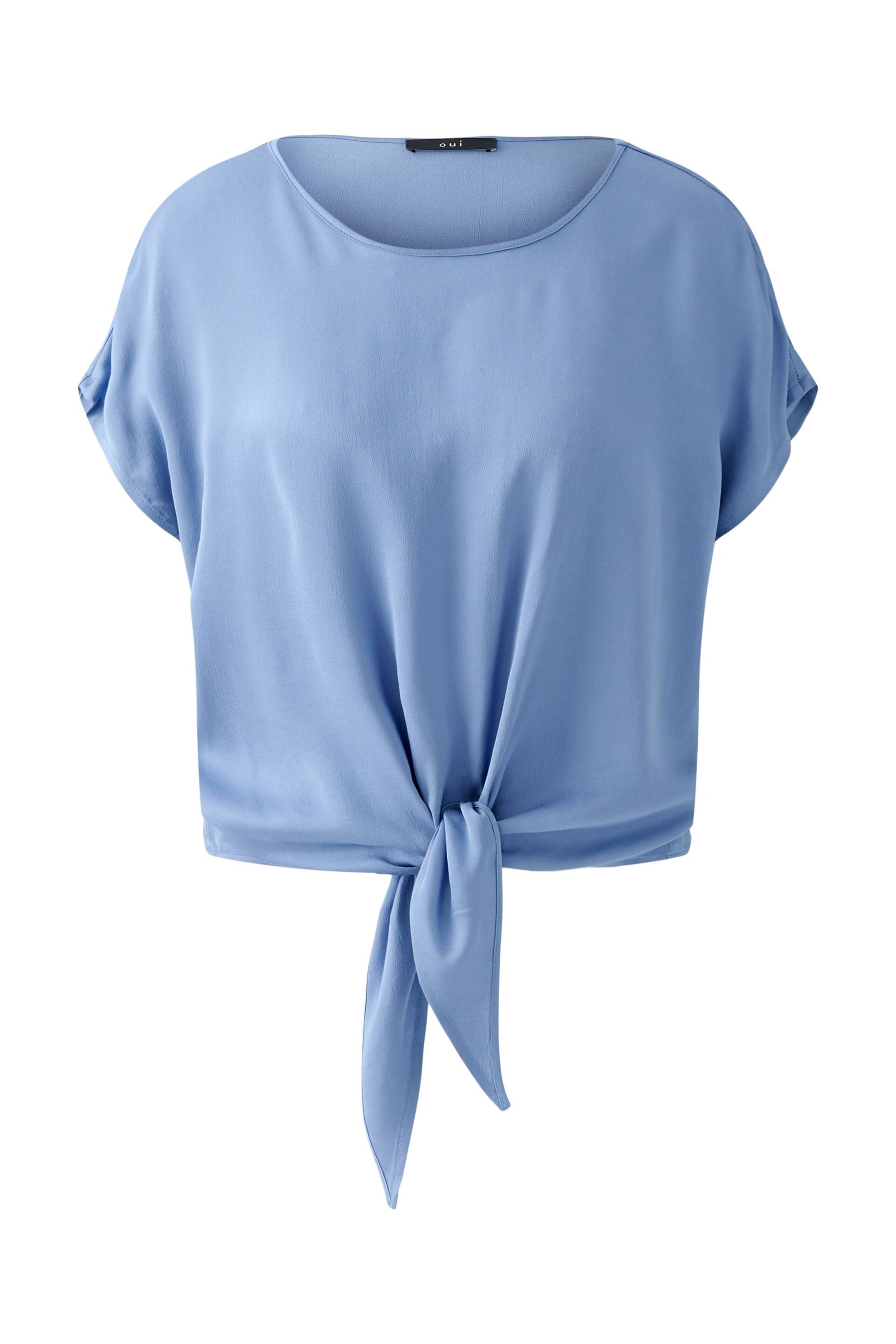 Oui- Ocean Blue Tie Blouse