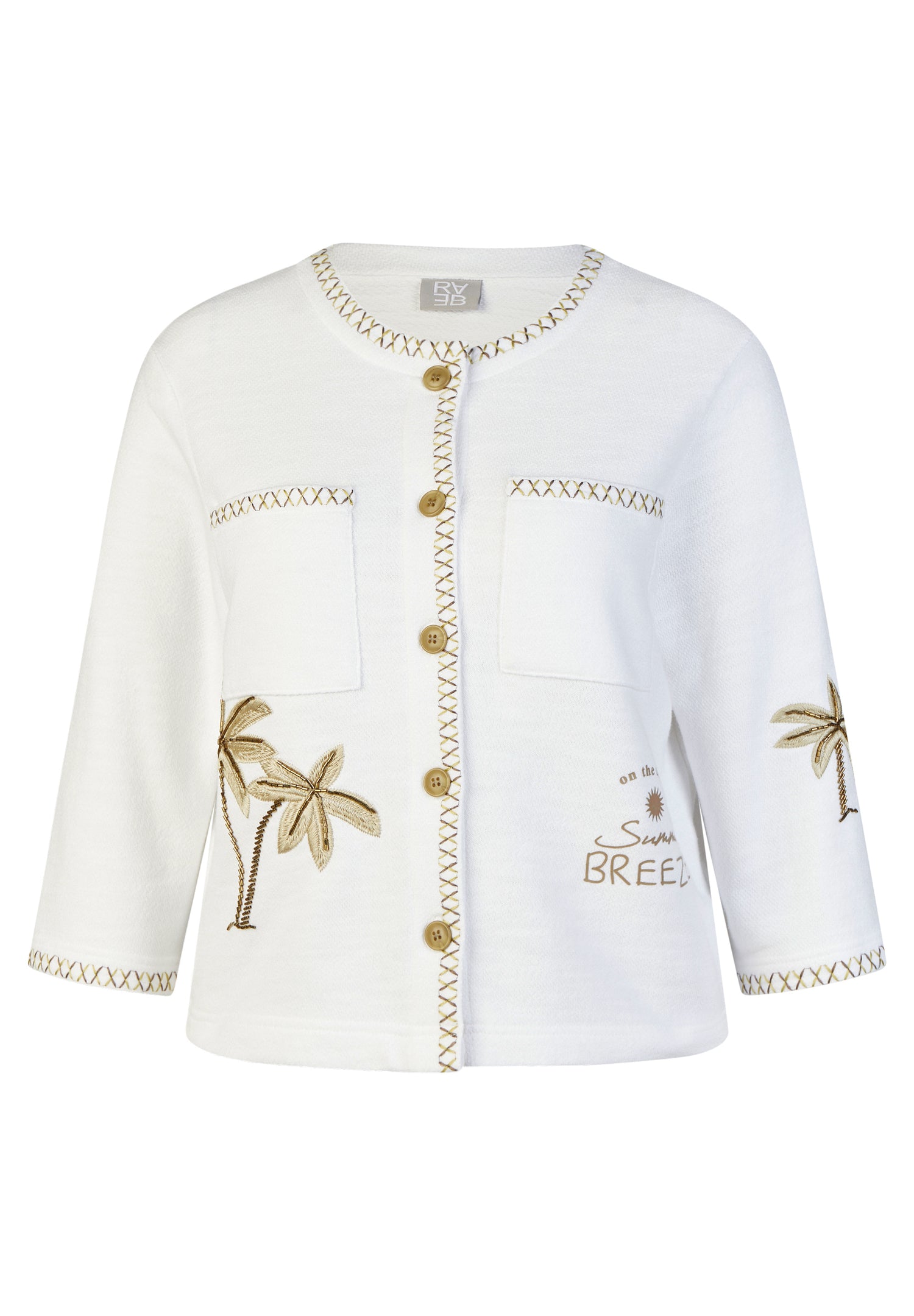 RABE - Palm Printed White Cotton Jacket