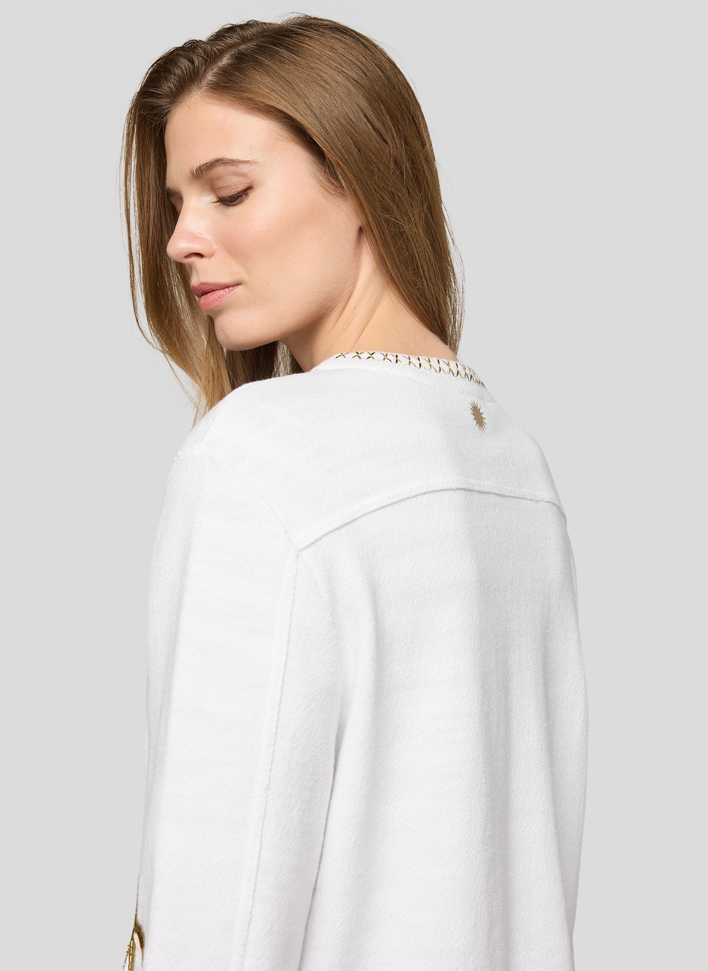 RABE - Palm Printed White Cotton Jacket