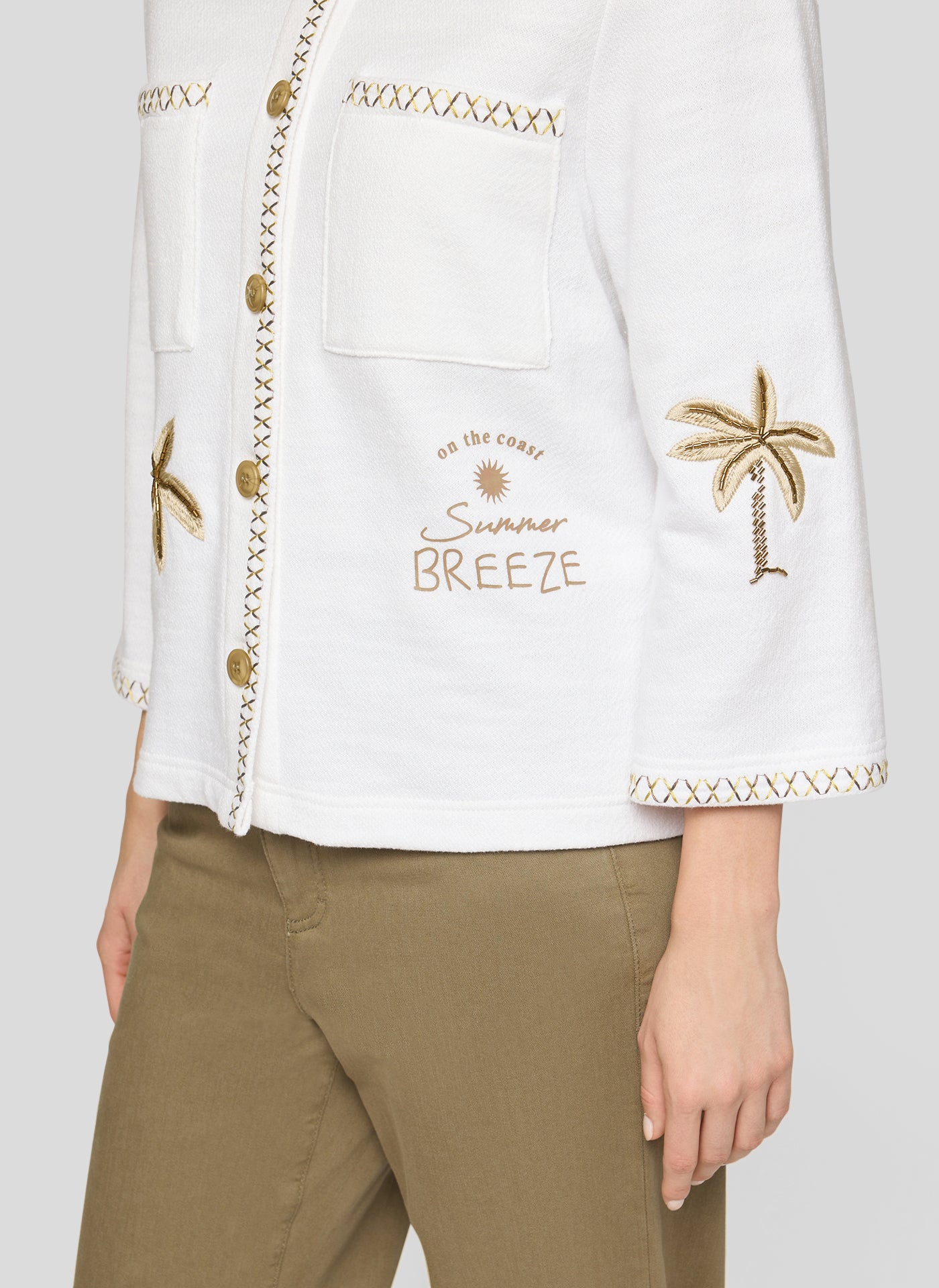 RABE - Palm Printed White Cotton Jacket