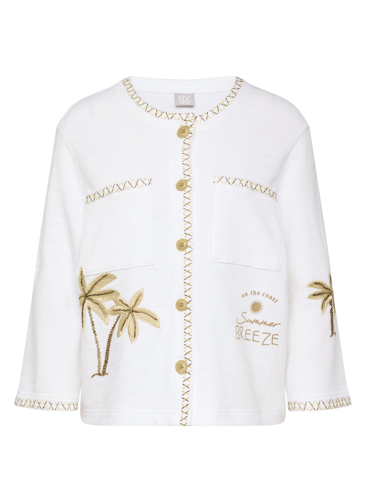 RABE - Palm Printed White Cotton Jacket