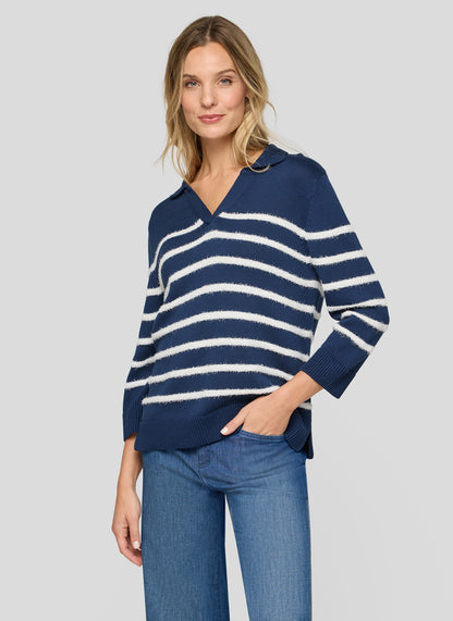Rabe- Navy and White Collar Knit