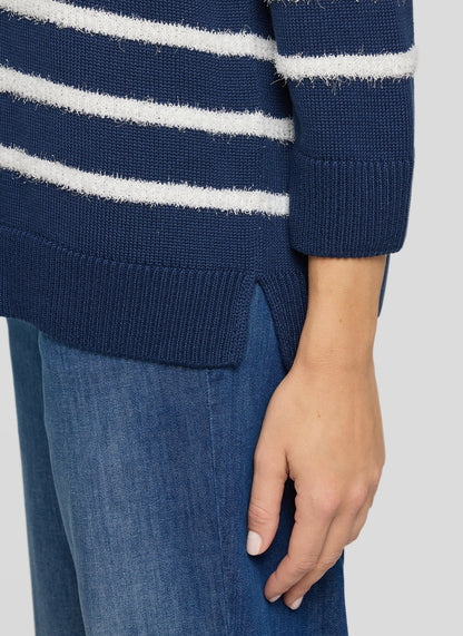 Rabe- Navy and White Collar Knit