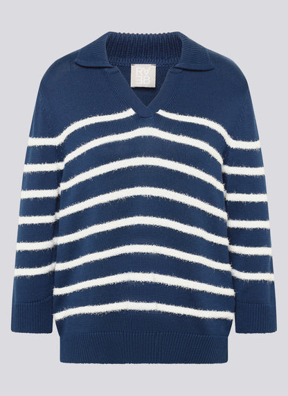 Rabe- Navy and White Collar Knit